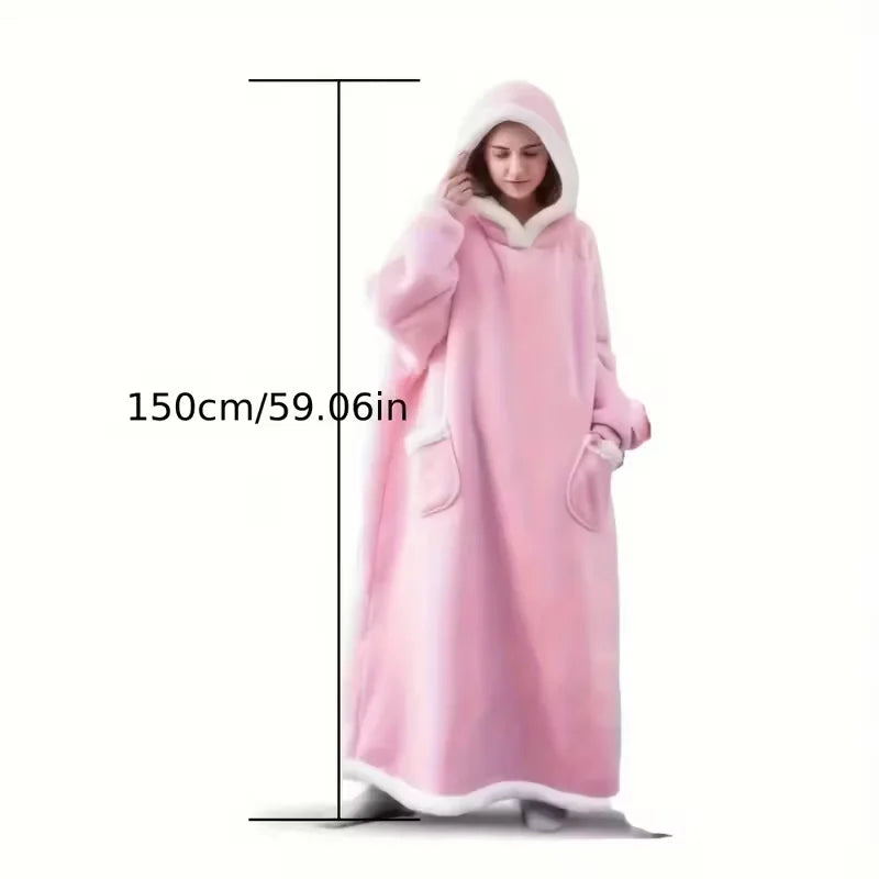 Super Long Flannel Blanket With Hoodie