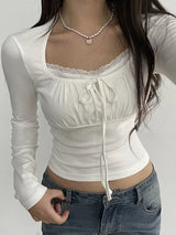 Coquette Bow Ruched Crop Top