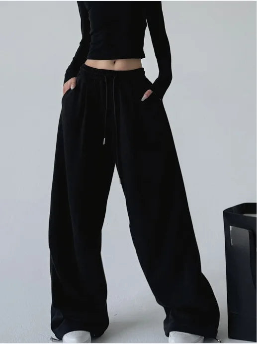 Graue weite Hose mit Kordelzug
