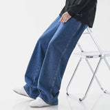 Baggy Elastic Waist Straight Leg Denim Jeans