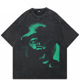 Graphic Face Washed Black T-Shirt