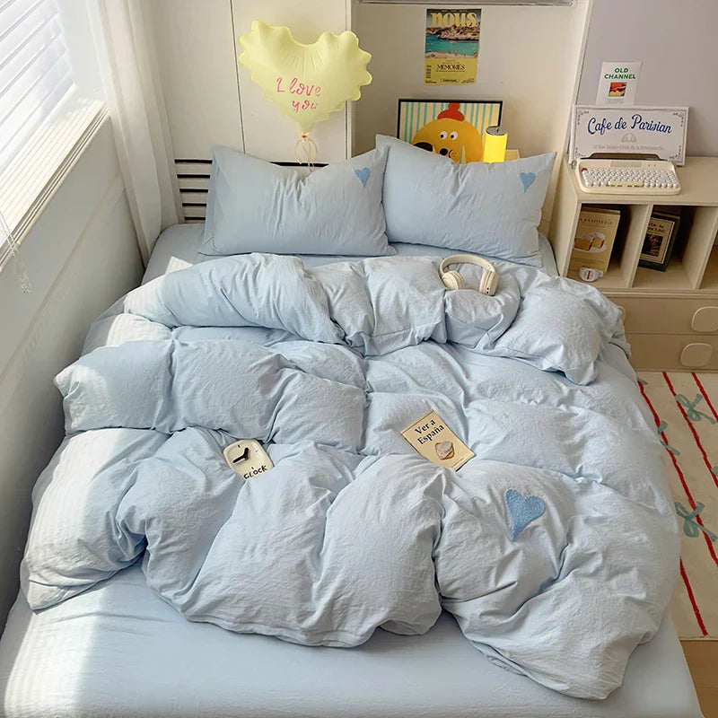 Blue Heart Bedding Set