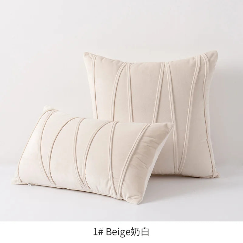 Orange Stripe Velvet Throw Pillow Cover