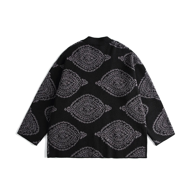 Großer, gestrickter Kimono-Cardigan im japanischen Stil