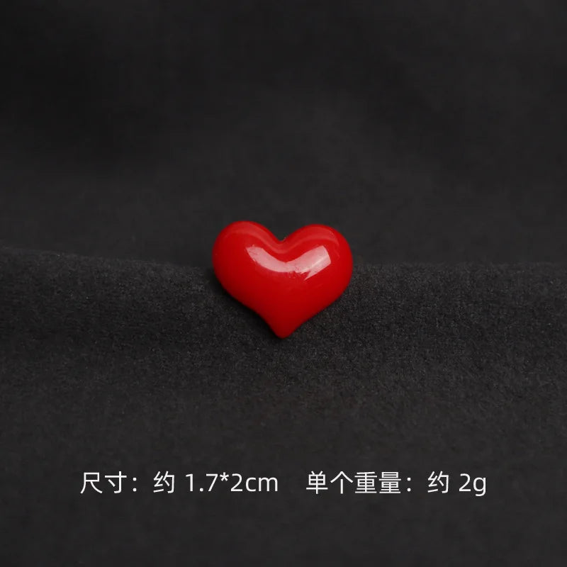 Women Cute Red Heart Brooches