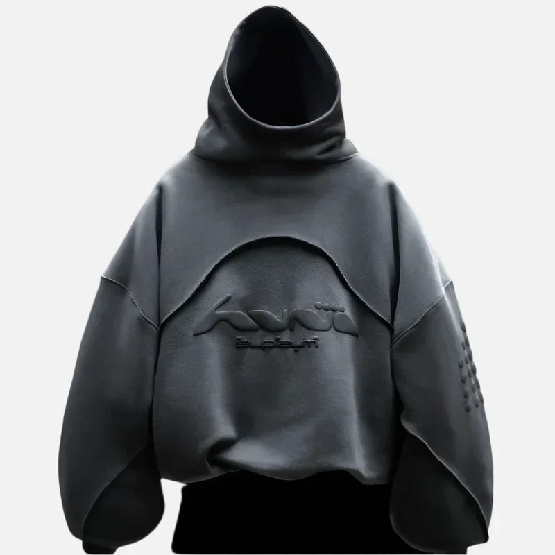 Vintage Gothic Letter Print Oversized Hoodie
