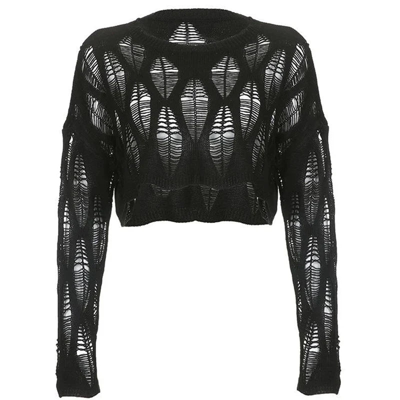 Y2K Grunge Distressed Knitted Sweater