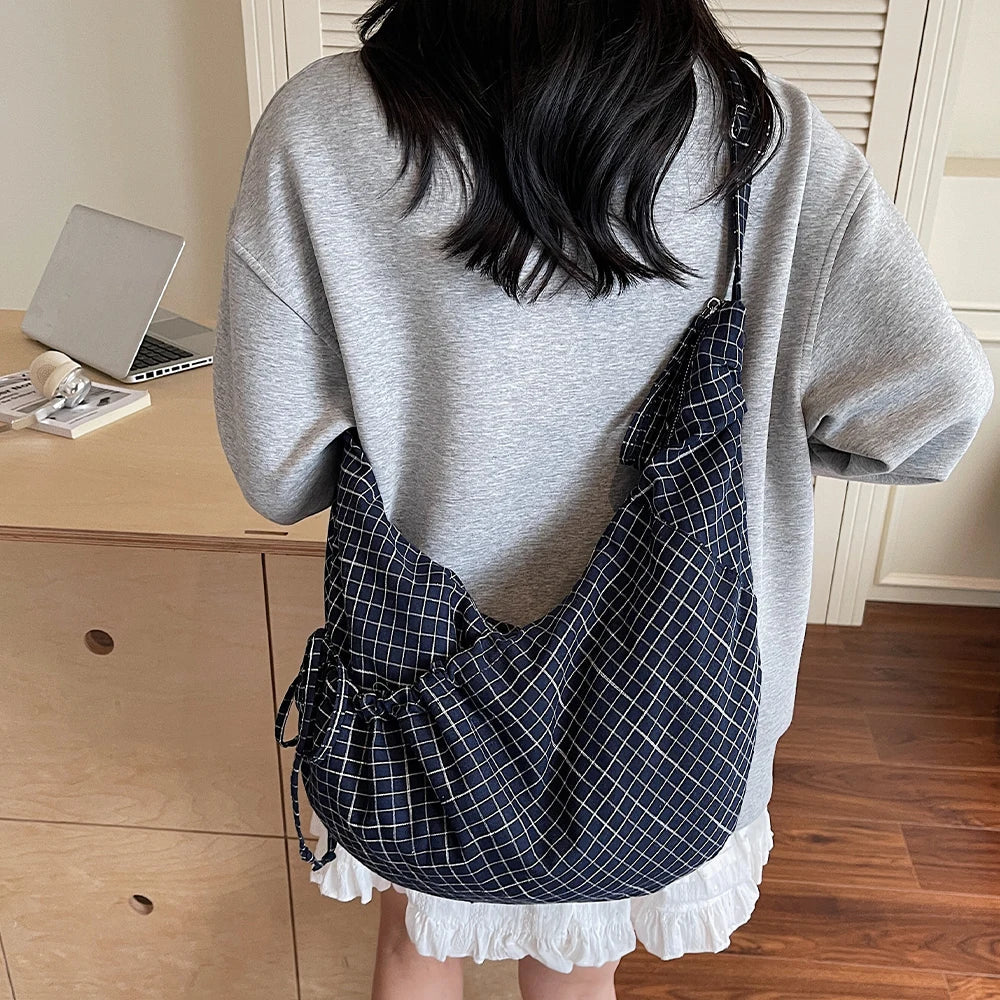 Korean Style Plaid Crossbody Bag
