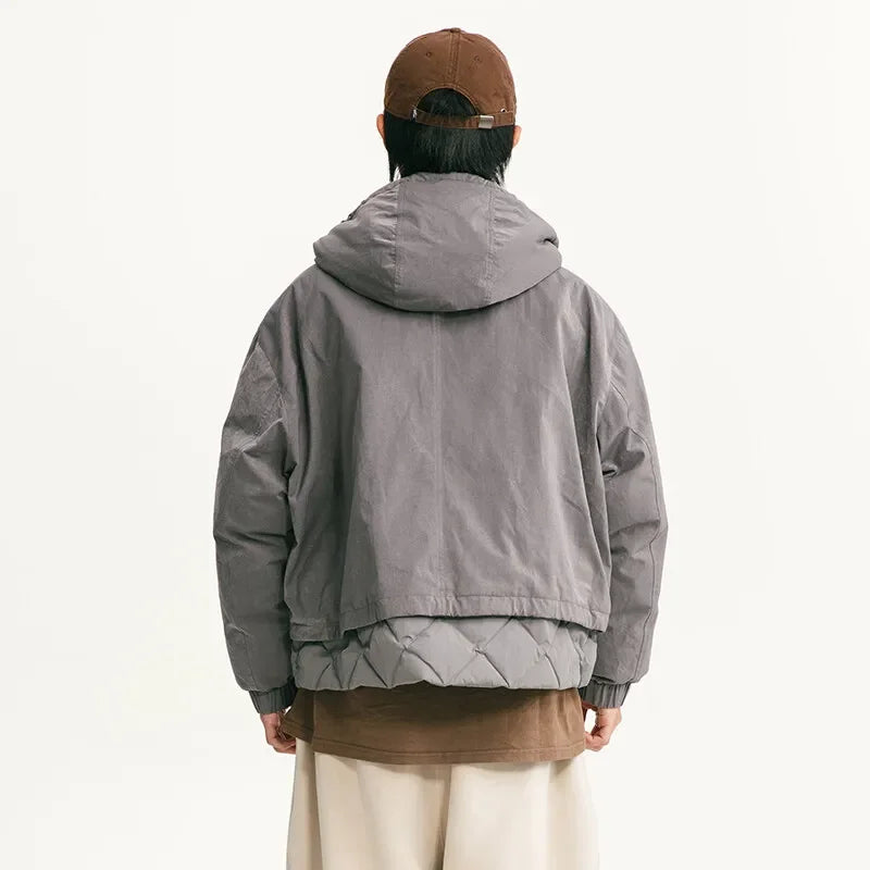 Winter Hooded Down Cargo Jacket