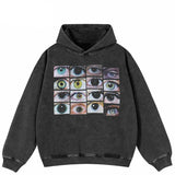 Black Washed Wall Of Eyes Hoodie