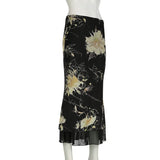 Gothic Aesthetics Double Layer Mesh Maxi Skirt