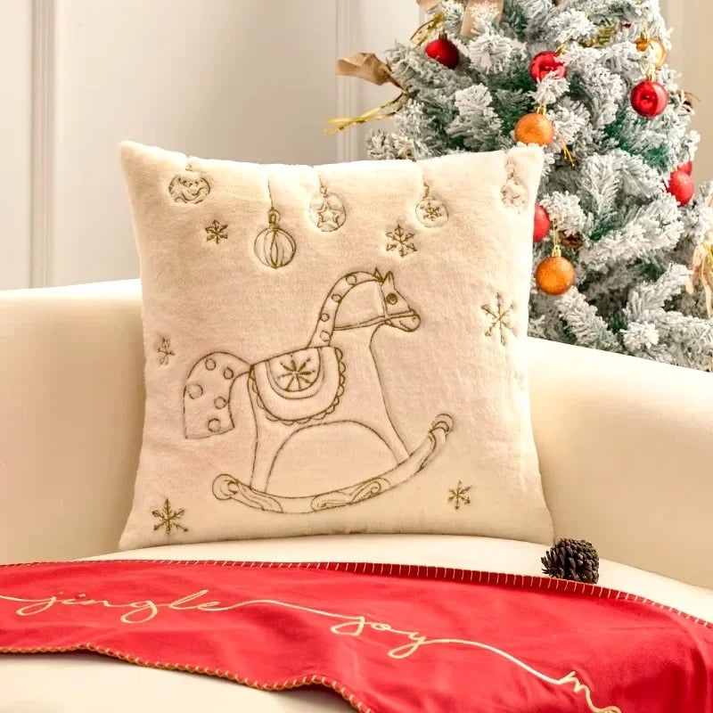 Christmas Embroidered Cover Soft Pillow Case