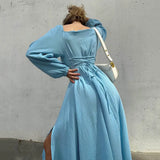 Coquette Long-Sleeve Midi Slit Dress