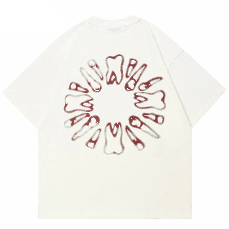 Funny Teeth Graphic Casual White T-Shirt