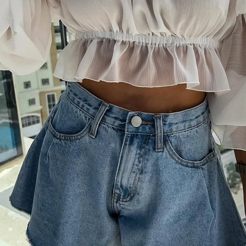Vintage High Waist Denim Mini Skirt