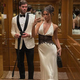 Backless Halter Lace Maxi Dress