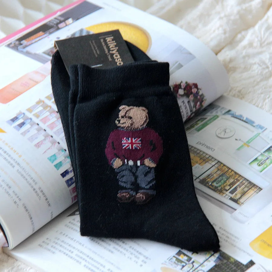 Calcetines de algodón con osos de dibujos animados bonitos