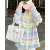 Suéter de cremallera a rayas estilo "Soft Girl"