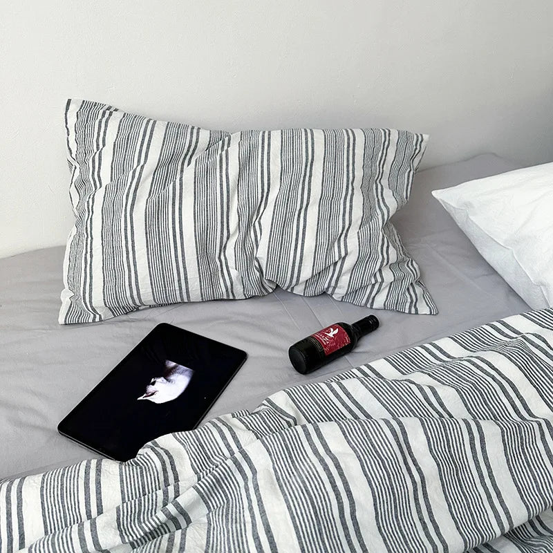 Blue Cotton Pillowcases Stripe