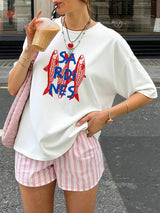 Colorful Cartoon Sardine Print Short T-Shirt