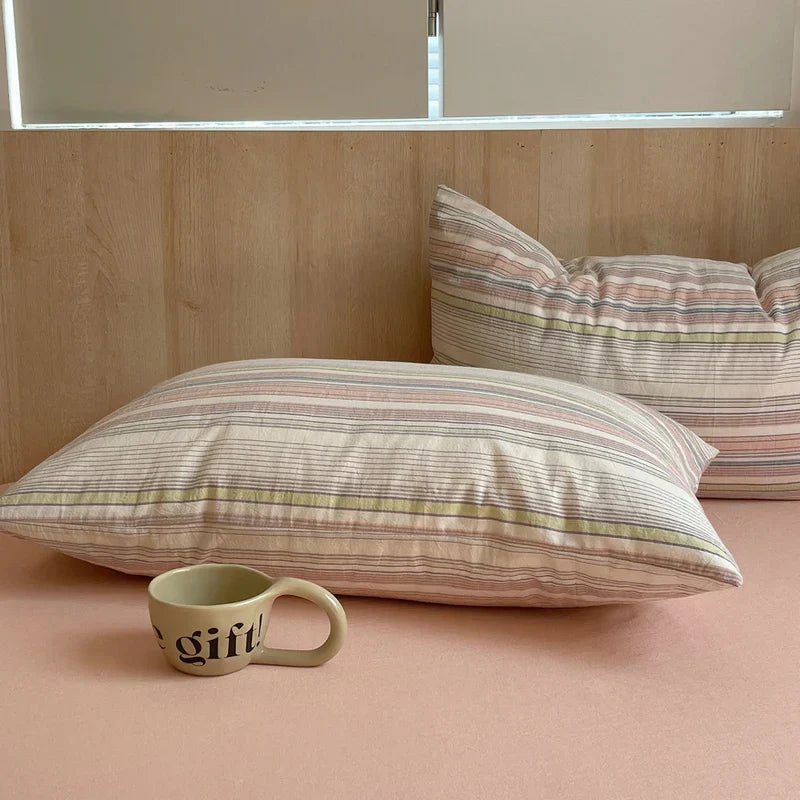 Cotton Pillowcase Colorful Stripe Pillow Case