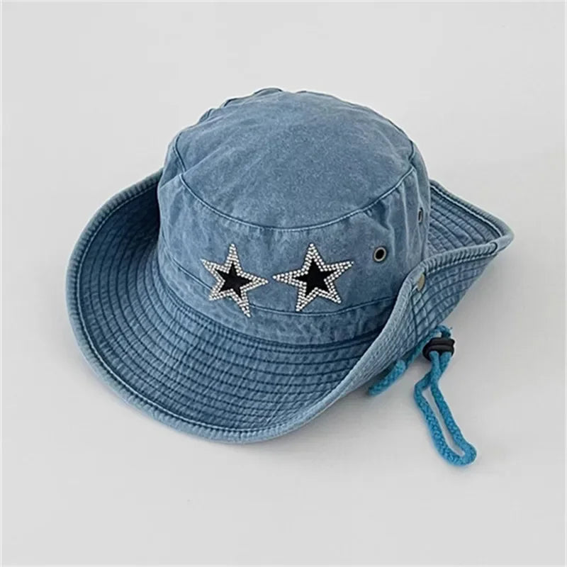 Disco Cowgirl Star Printed Denim Hats