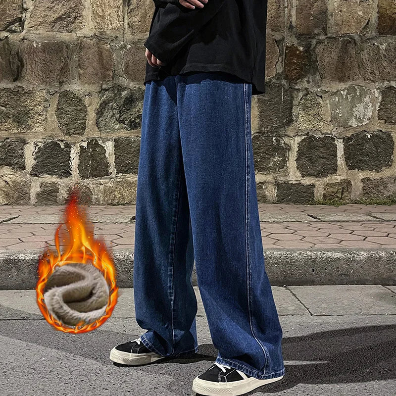 Gemütliche Winter-Fleece-Weite Jeans
