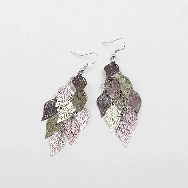 Vintage Hollow Leaves Shiny Earrings