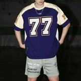 American Sports Patchwork Casual T-Shirt