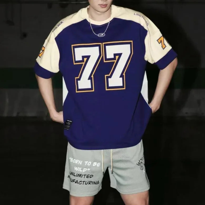 American Sports Patchwork Casual T-Shirt