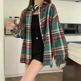 Oversized-Tartan-Jacken-T-Shirt mit Kragen