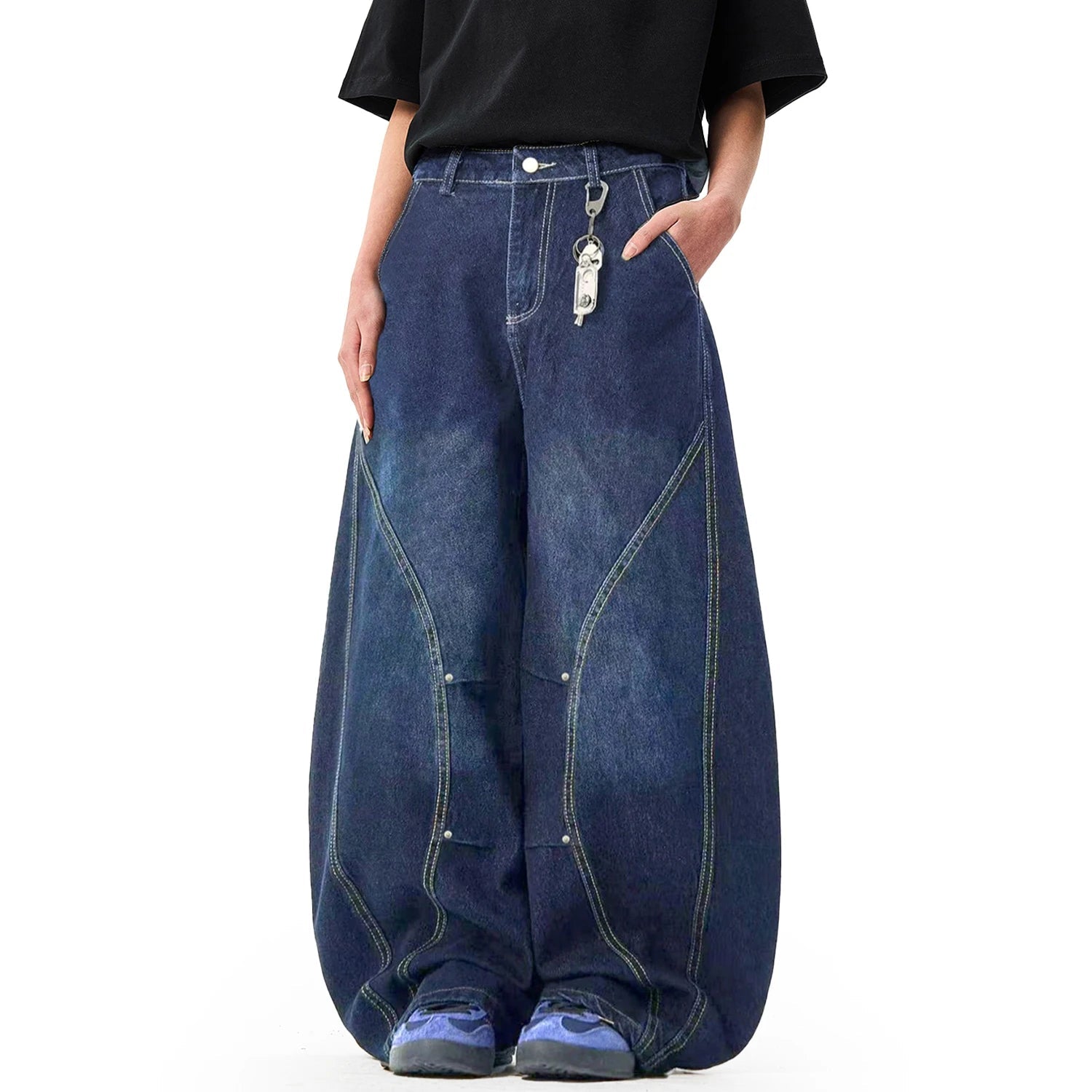 Retro Baggy Pleated Wide Leg Jeans
