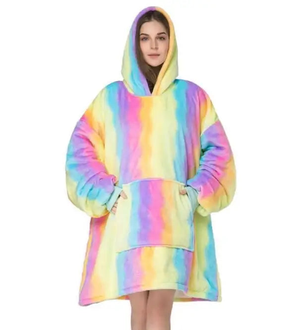 Unisex Flannel Hooded Sweater Blanket