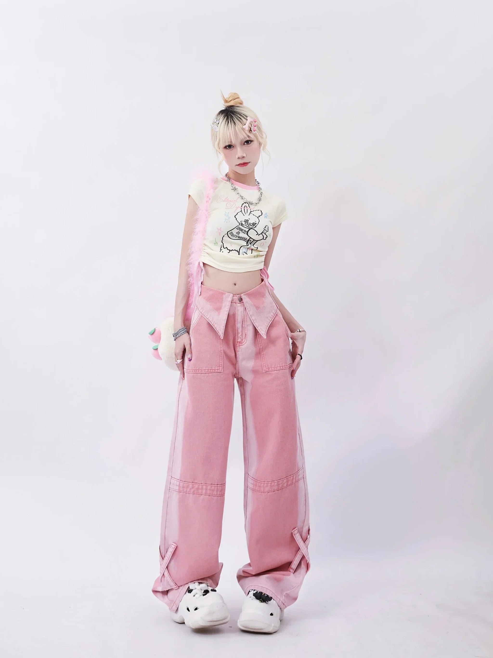 Barbie Core Folded Waist Jeans