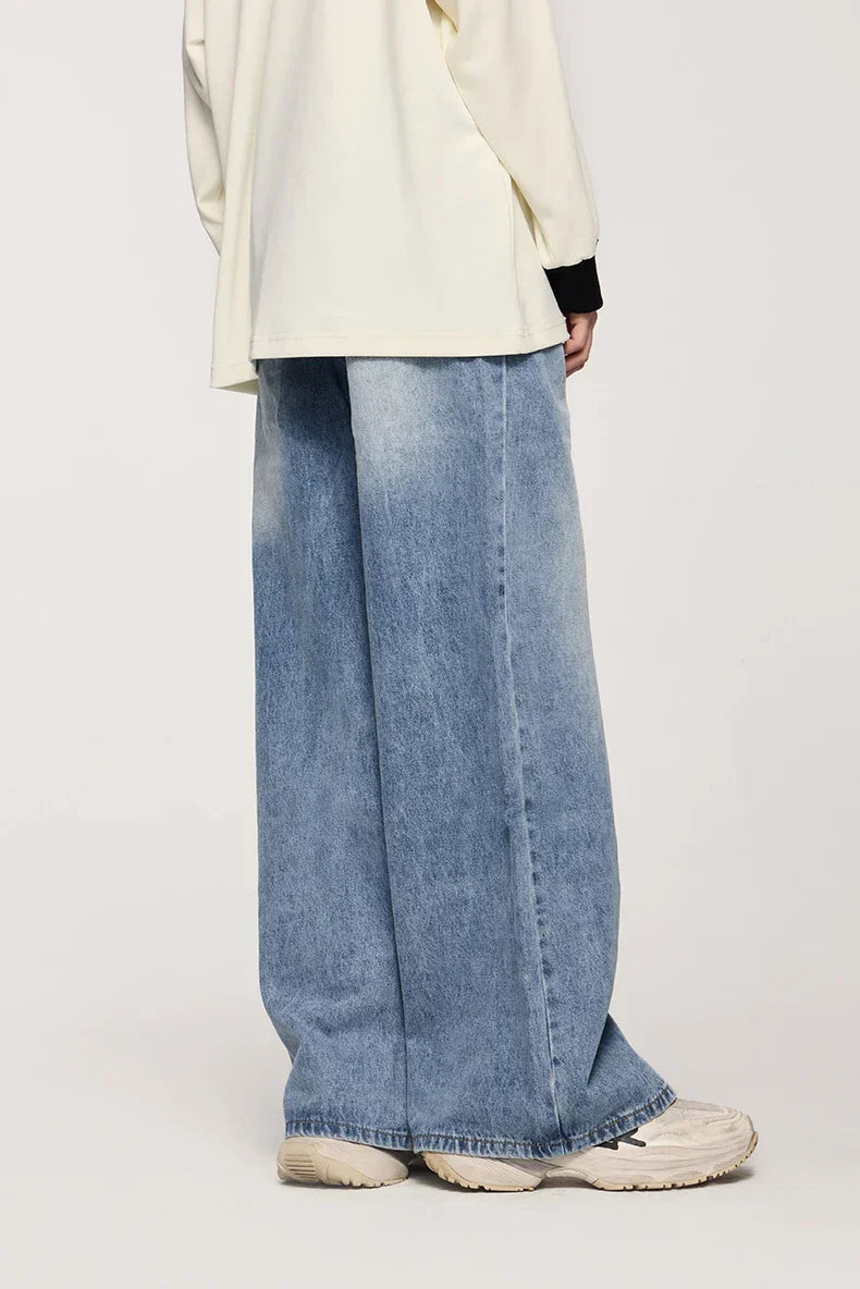 Y2k Faded Straight Wide Leg Jeans