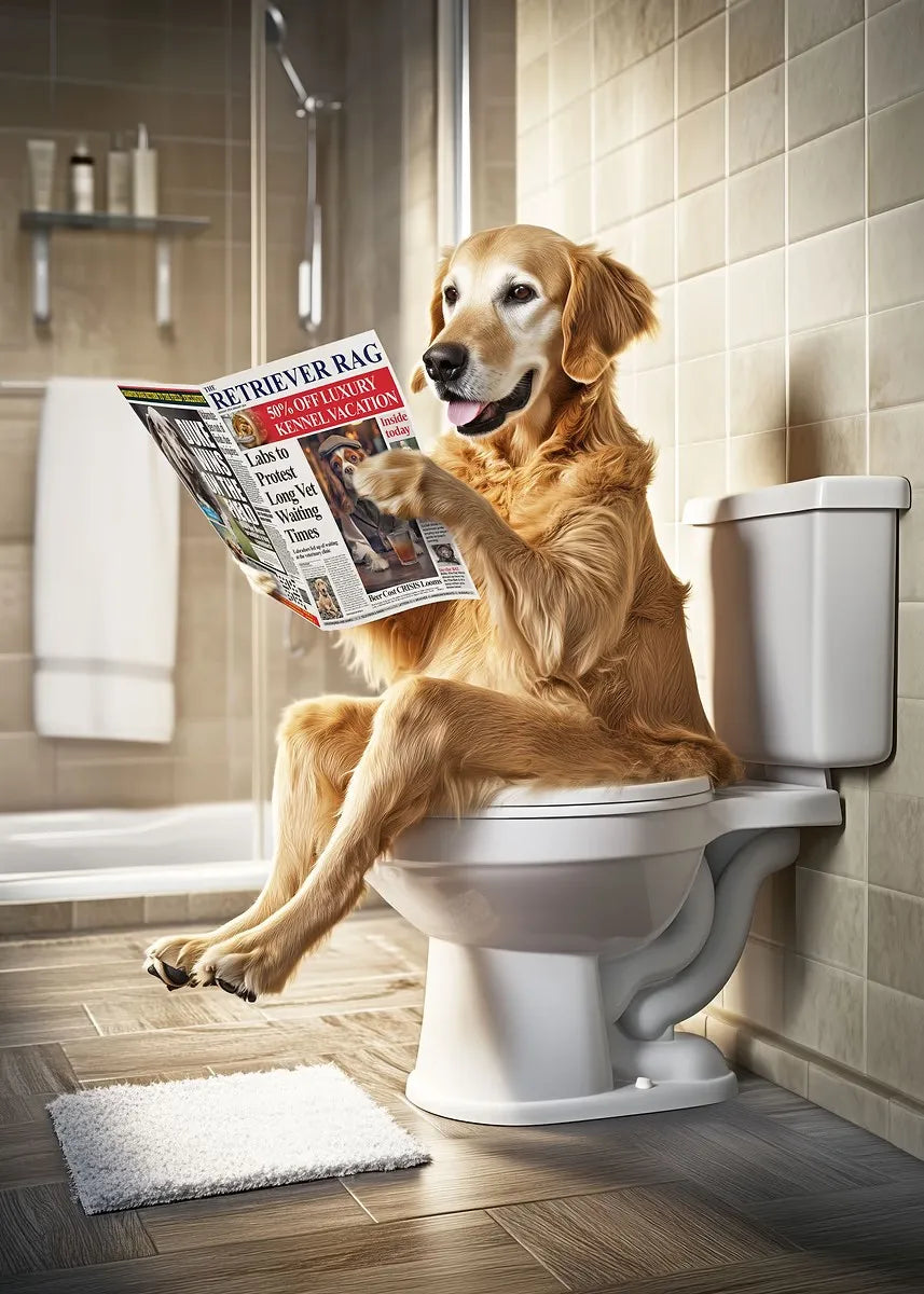 Dog Reading Newspaper Poster