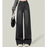 Retro Black Women's High Waist Wide Leg Jeans