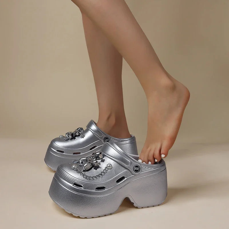 Cyberpunk Women's Shiny Platform Crocs