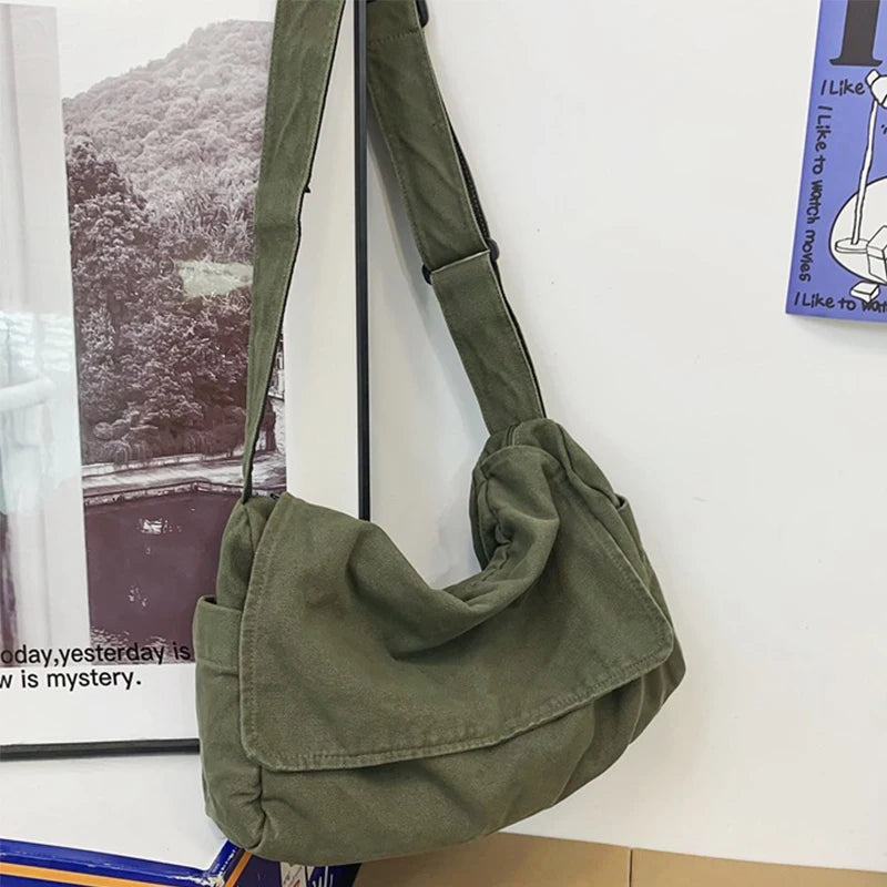 Y2K Large Canvas Messenger Bag