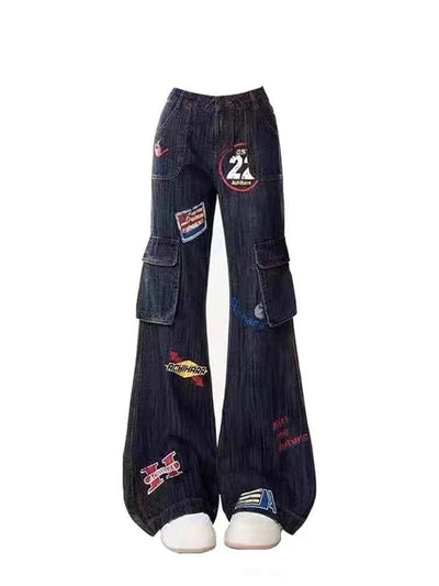 Y2K Sticker Cargo Jeans