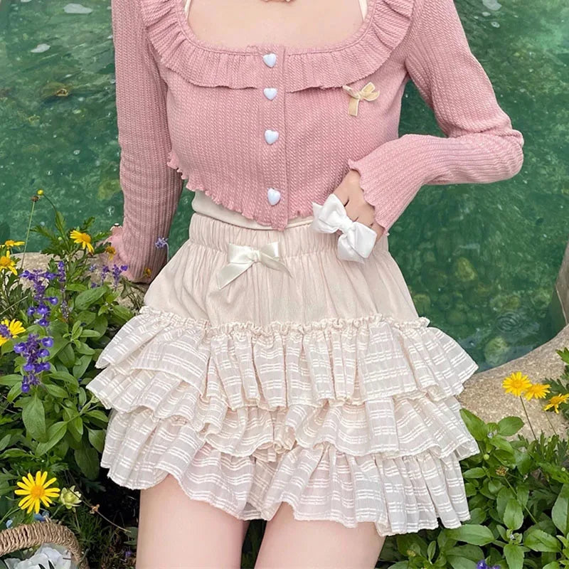 Coquette Pink Ruffles Mini Skirt