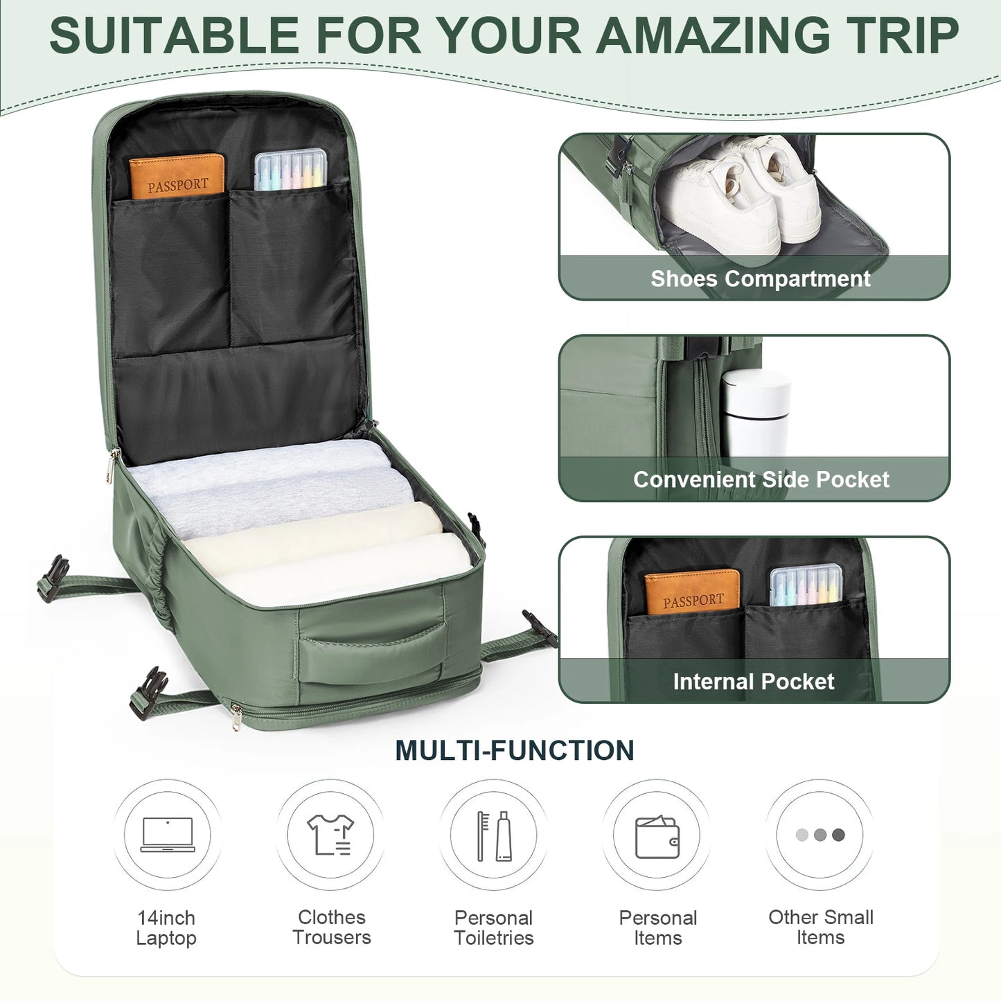 Multi Functional Travel Waterproof Laptop Backpack