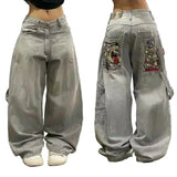 Cartoon Embroidery Vintage Jeans