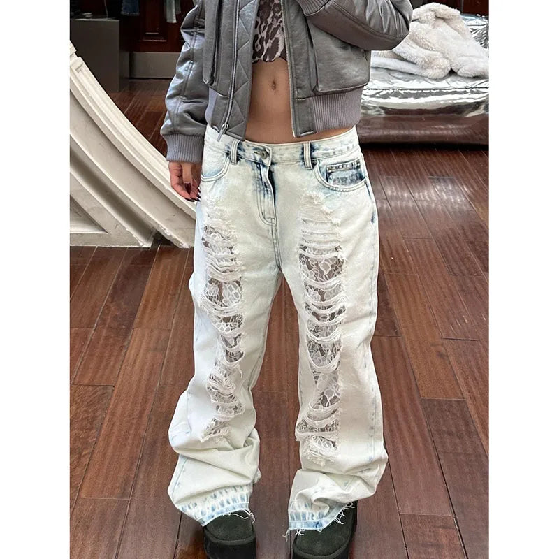 Vintage High Waist Ripped Y2K Jeans