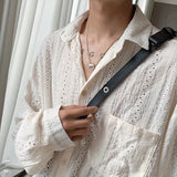 Apricot Mesh Casual Lapel Shirt