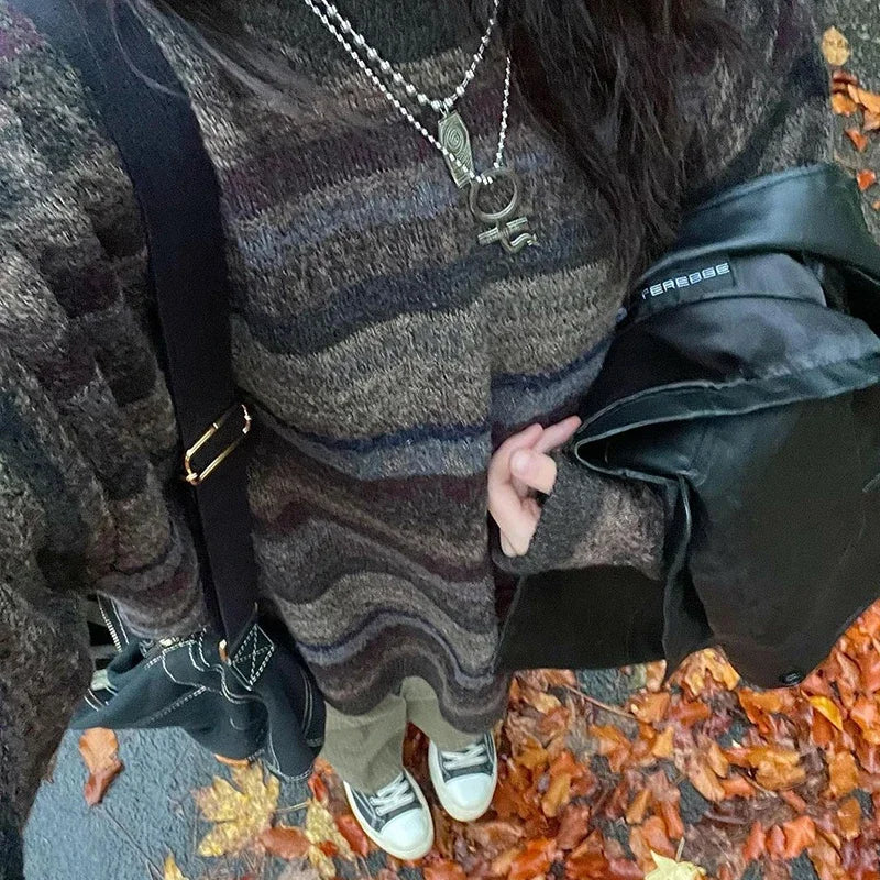 Vintage gestreifter Strickpullover