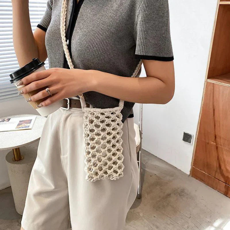 Handmade Crochet Small Cross Phone Bag