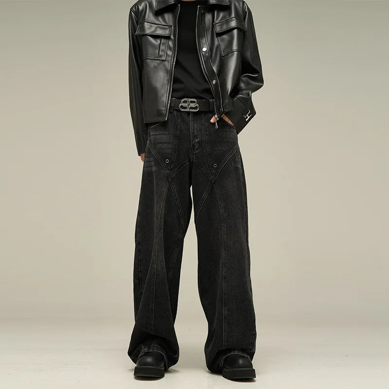 Black Grunge Wide Leg Jeans
