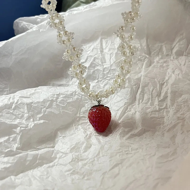 Couquette Sweet Strawberry Necklace