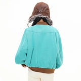 Bright Green Spliced Brown Varsity Jacket